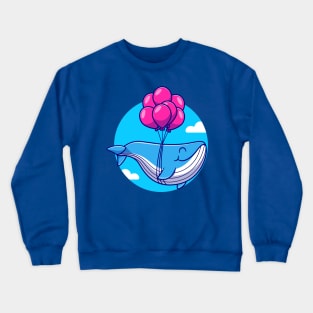 Cute Whale Floating With Balloon Crewneck Sweatshirt